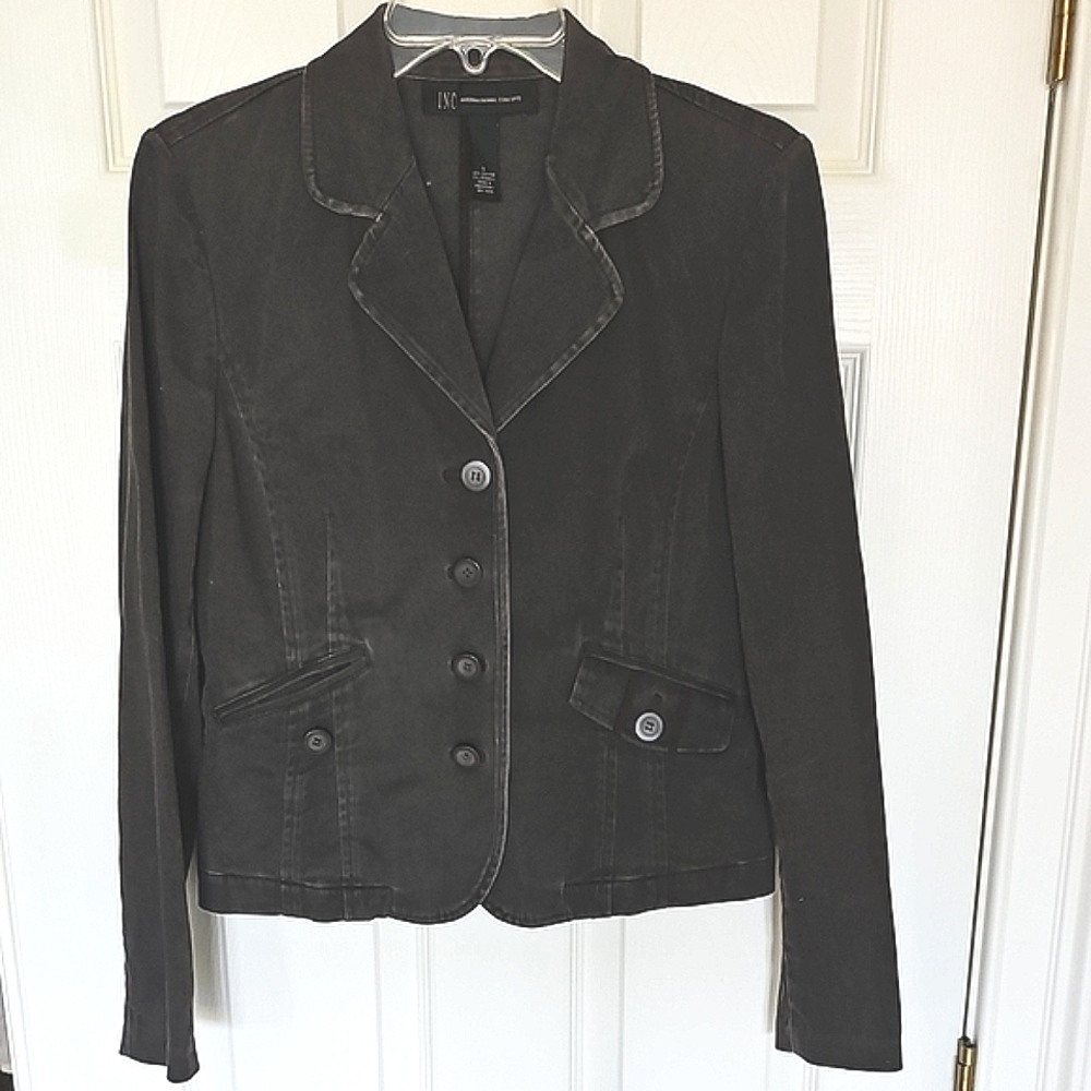 INC International Concepts Black Blazer with Notched Lapels